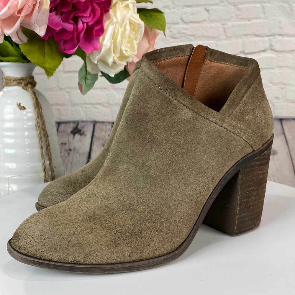 🍀 LUCKY BRAND Brown Suede High Heel Zip Up Boot